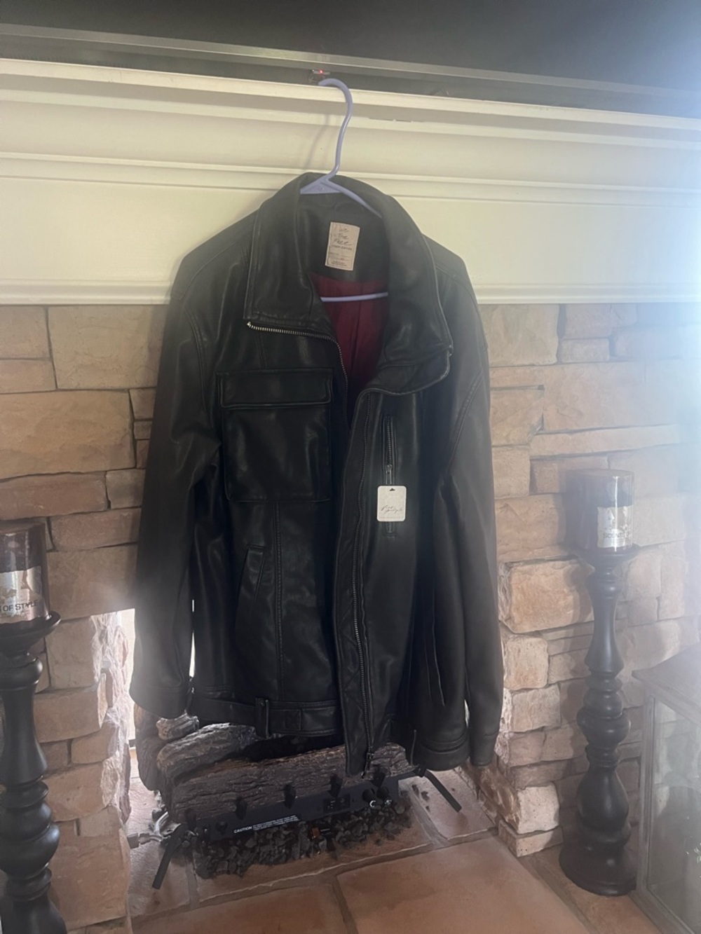 We The Free Black Bomber Jacket with Red Lining